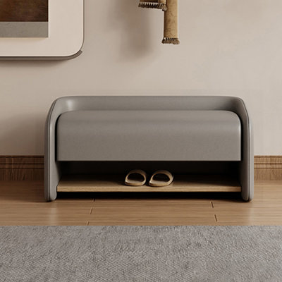 Gray Upholstered Bench