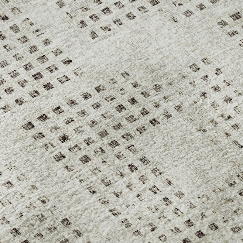 Premium Machine Washable Mayfield AMF33 Geometric Rug, 1'8" x 2'6", Beige