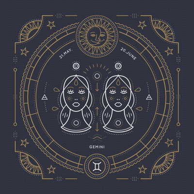 Gemini Zodiac Sign Label. by Painterr - Wrapped Canvas Print