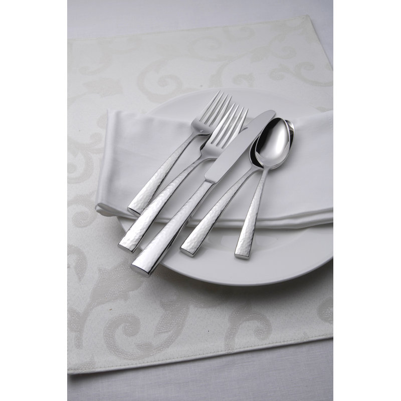 Chef's Table Hammered Stainless Steel Ornate Soup Spoons Set of 12