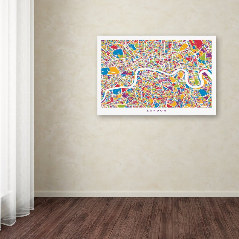 « london england street map », reproduction d’impression sur toile tendue, H 22 po x l 32 po x P 2 po