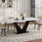 71'' Luxury Rectangular Dining Table - Faux Marble Top with Black V-Shaped Carbon Steel Base, Contemporary Kitchen Table for Dining Room-1802499358-1785598731