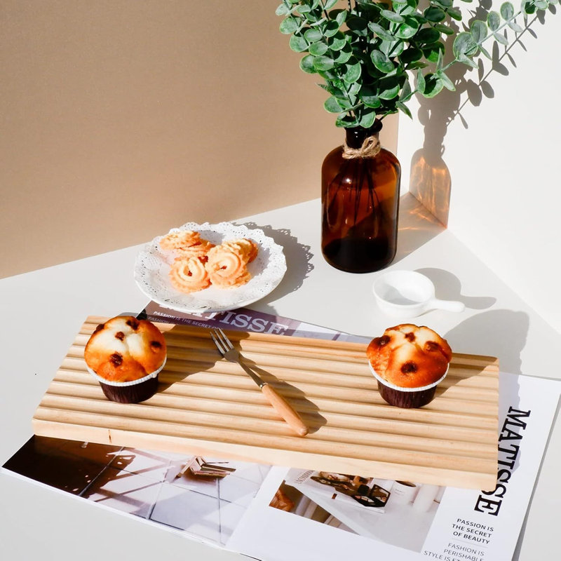 3 Pcs Natural Pine Wood Decorative Trays, Multifunctional Serving & Charcuterie Boards For Coffee Table, Kitchen Shelf & Home Decor(1 round + 1 square + 1 rectangle)