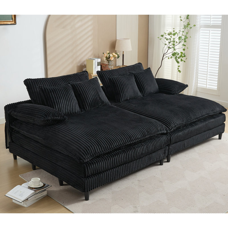  Méridienne surdimensionnée double l 109 po, Noir