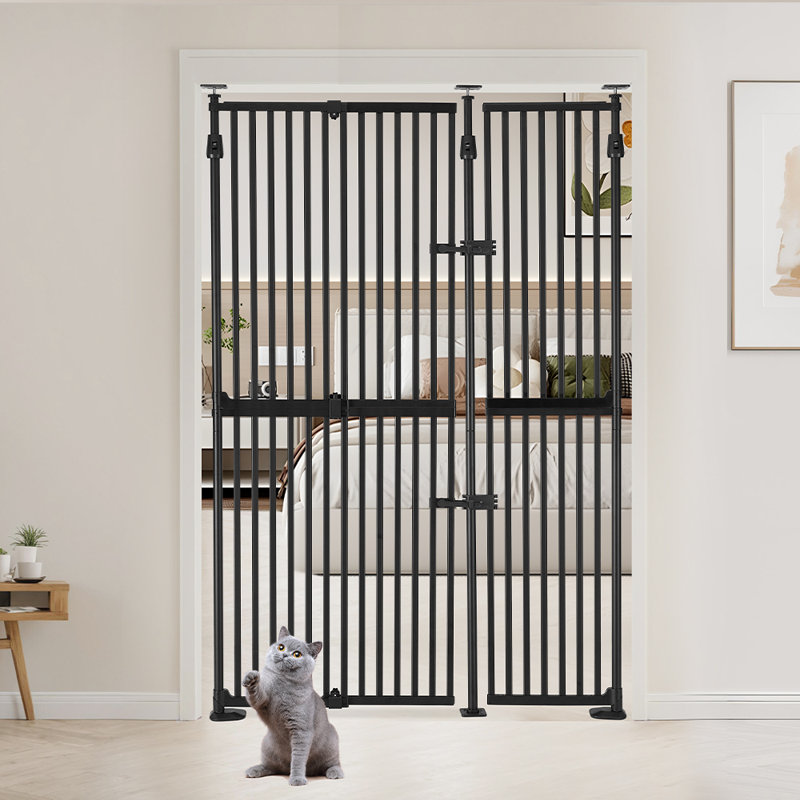Steel Pressure Mounted Pet Gate, 248.9cm (218.4cm) H x 129.5cm(88.9cm) W x 2.8cm D
