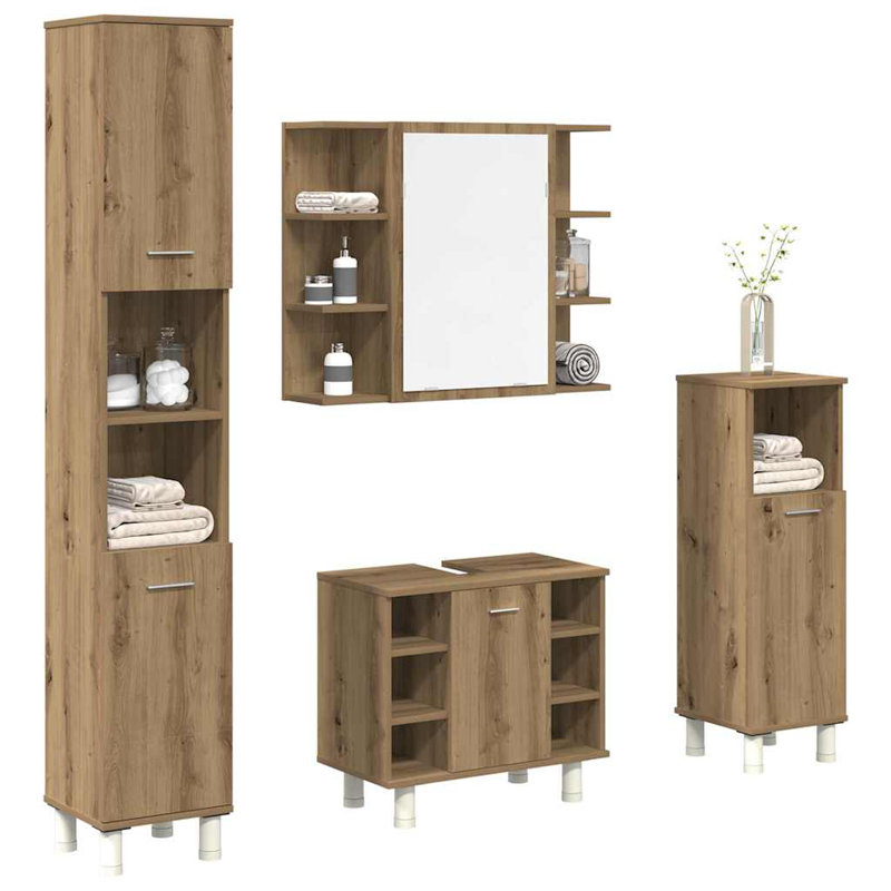 Olivios Bathroom Storage Furniture Set, Artisan Oak