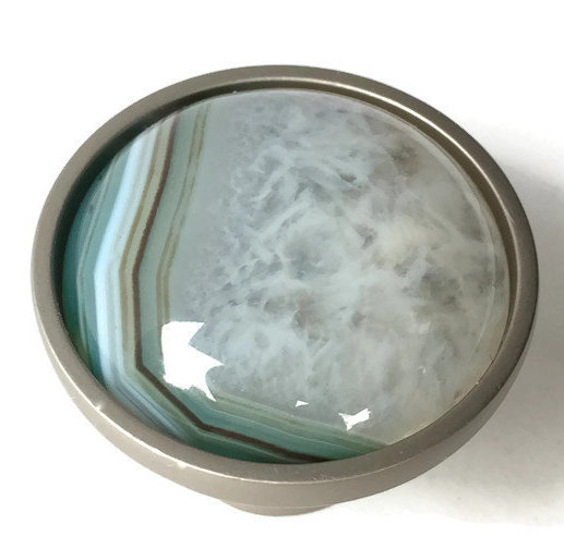 Waterslide Mushroom Knob, Satin Nickel/Green/White