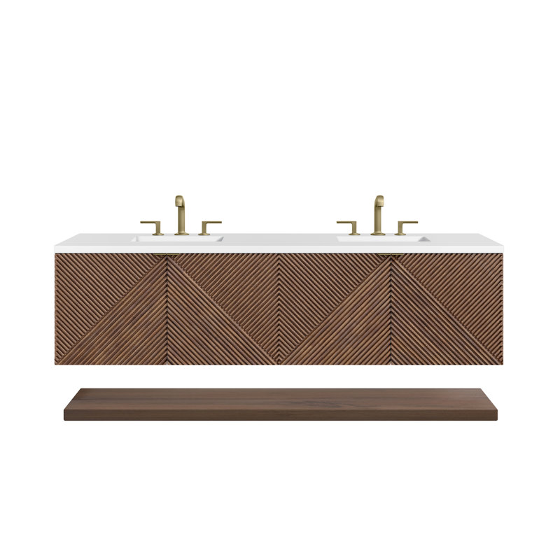 Marcello 72'' Double Bathroom Vanity with Quartz Top, White Zeus, 8" Widespread
