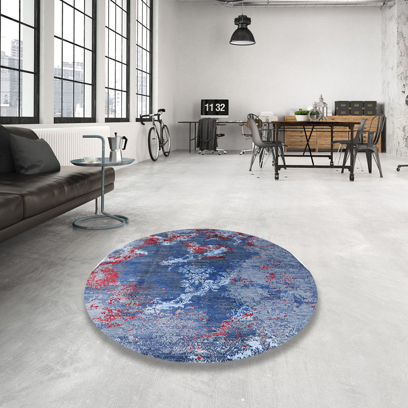 Tapis marocain tissé à la machine, Rond 4 pi