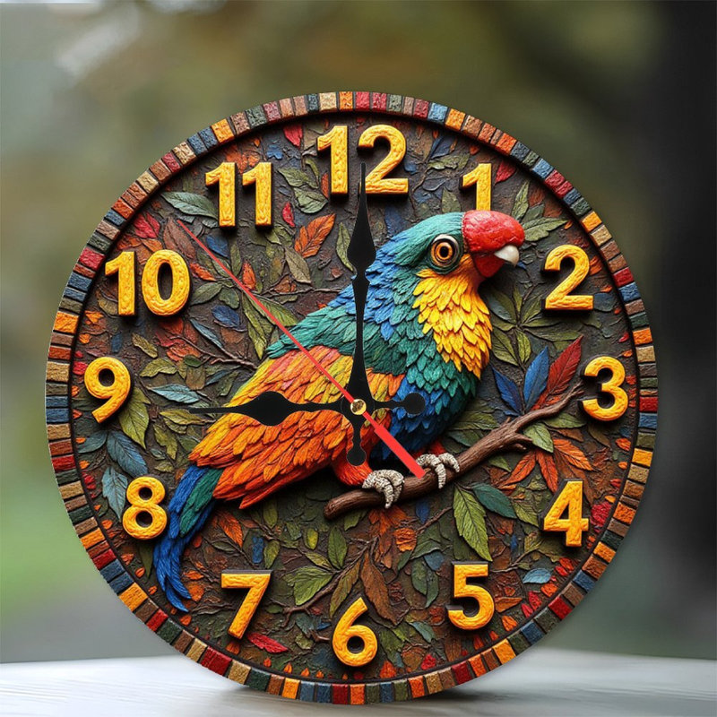 horloge perroquet coloré