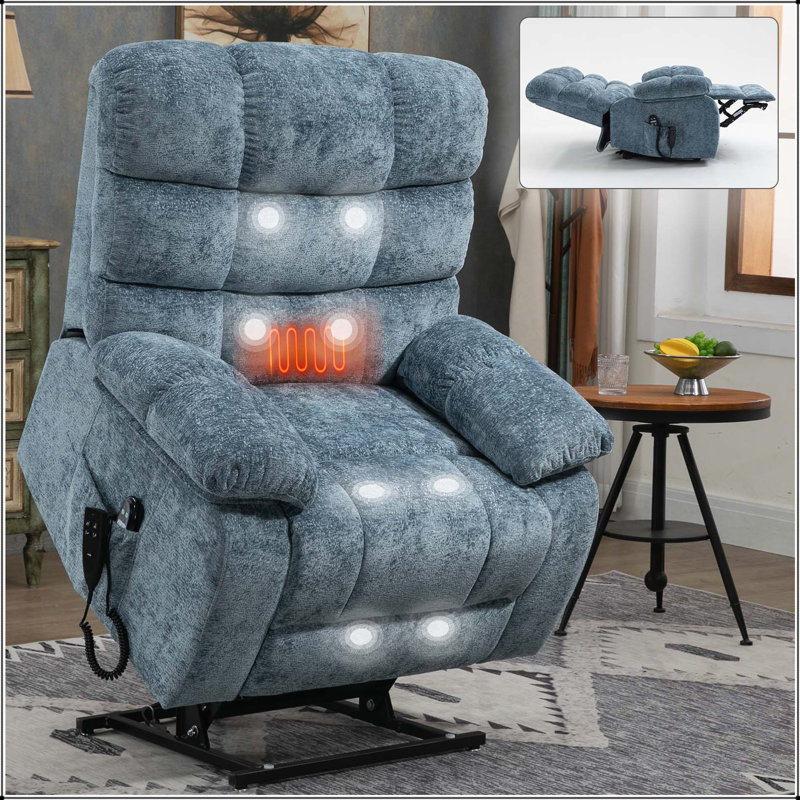 Fauteuil inclinable Power Lift avec moteur double, massage thermique et positionnement infini