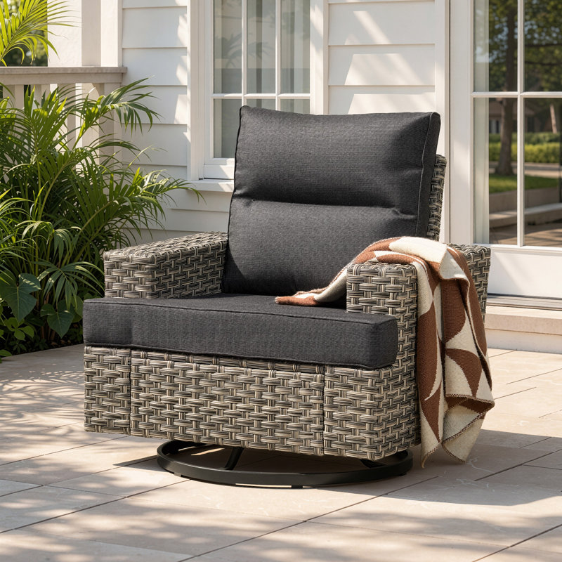 Chaise d'extérieur pivotante avec coussin, Noir