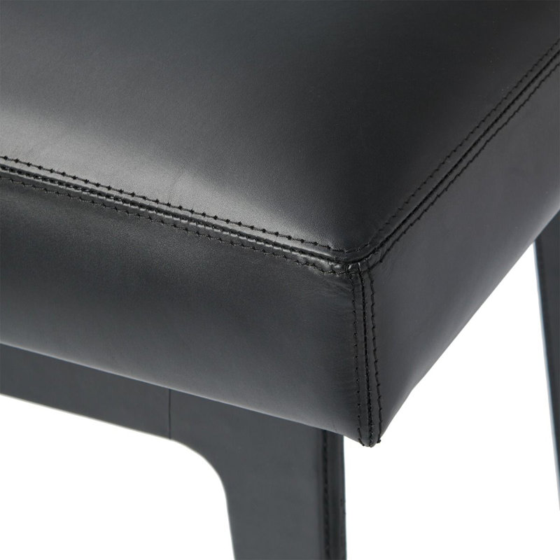 Winston Leather Accent Stool, Black