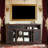 Embossed Pattern TV Stand, TV and Media Console with Open and Closed Storage Space,Entertainment Center