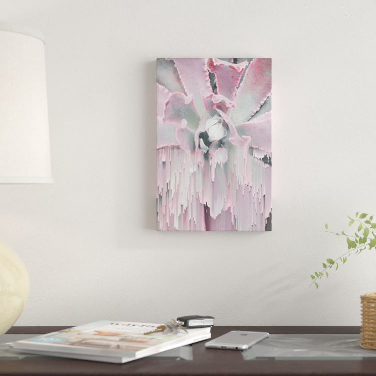 «Glitched Succulent I» non disponible sur toile, H 12 po x l 8 po x P 0,75 po, Pas de tapis, Toile tendue