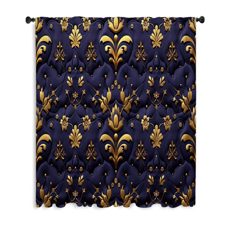 Rideaux à motif floral, rideaux transparents et illustration - 1 panneau (voilage), L 53 po x L 99 po