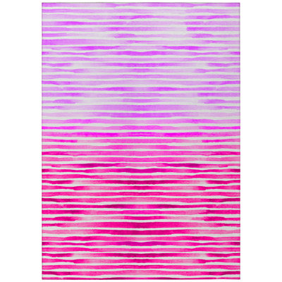 Titouan Ombre Machine Woven Polyester Indoor / Outdoor Area Rug in Pink