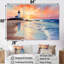 Orange coucher de soleil sur la plage, phare de la sérénité II - art mural plage-1640254513-1640254503