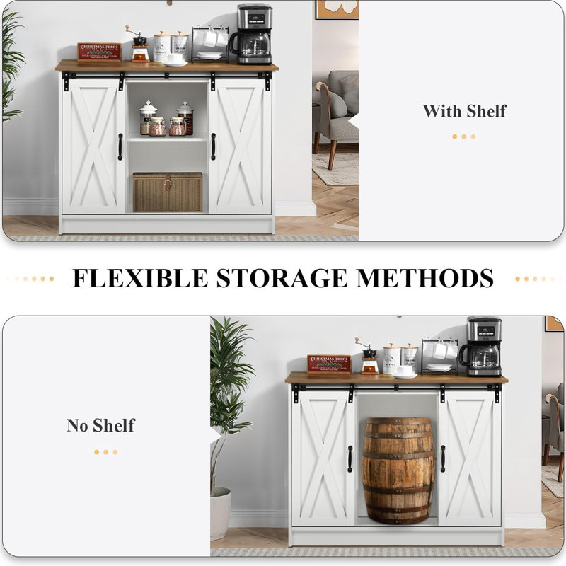 Armoire-bar Abrianna Farmhouse, Blanc