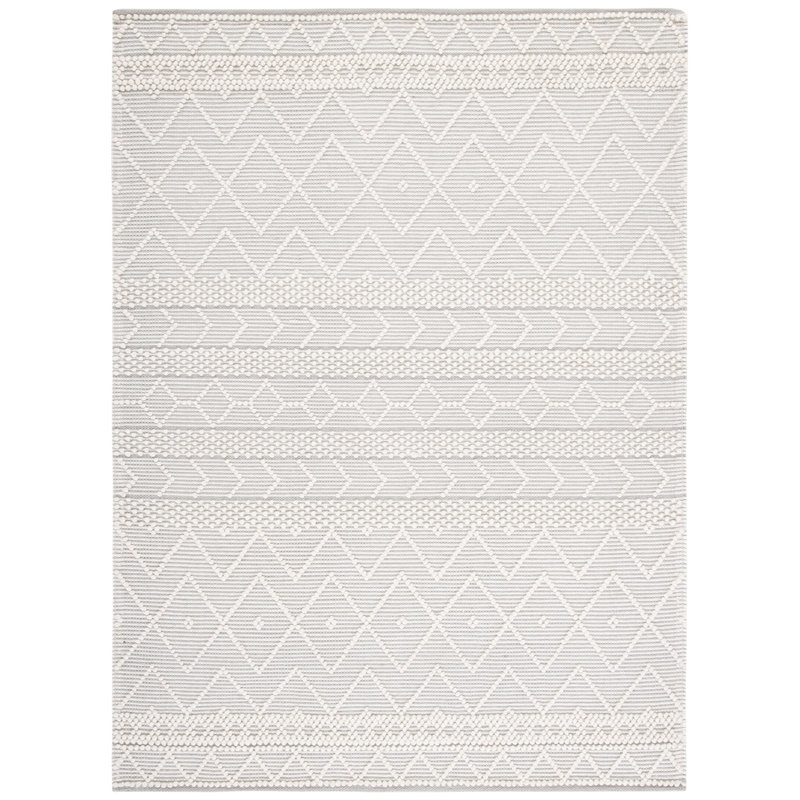 Scheid Geometric Handmade Hand-Loomed Area Rug in Ivory/Gray, Rectangle 8' x 10'