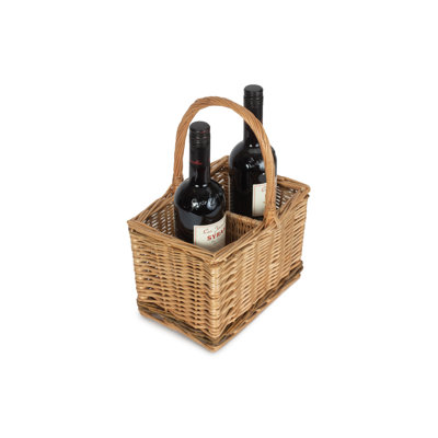 Wicker 2 Bottle Drinks Carrier Basket