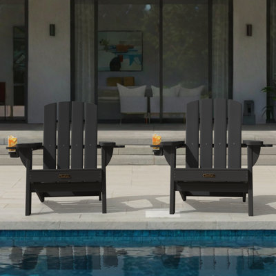HDPE Folding Adirondack Chair With Cup Holder