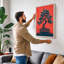 Bonsai in Red Light Japandi 1 Piece Wrapped Canvas Wall Art-528643764-528643771
