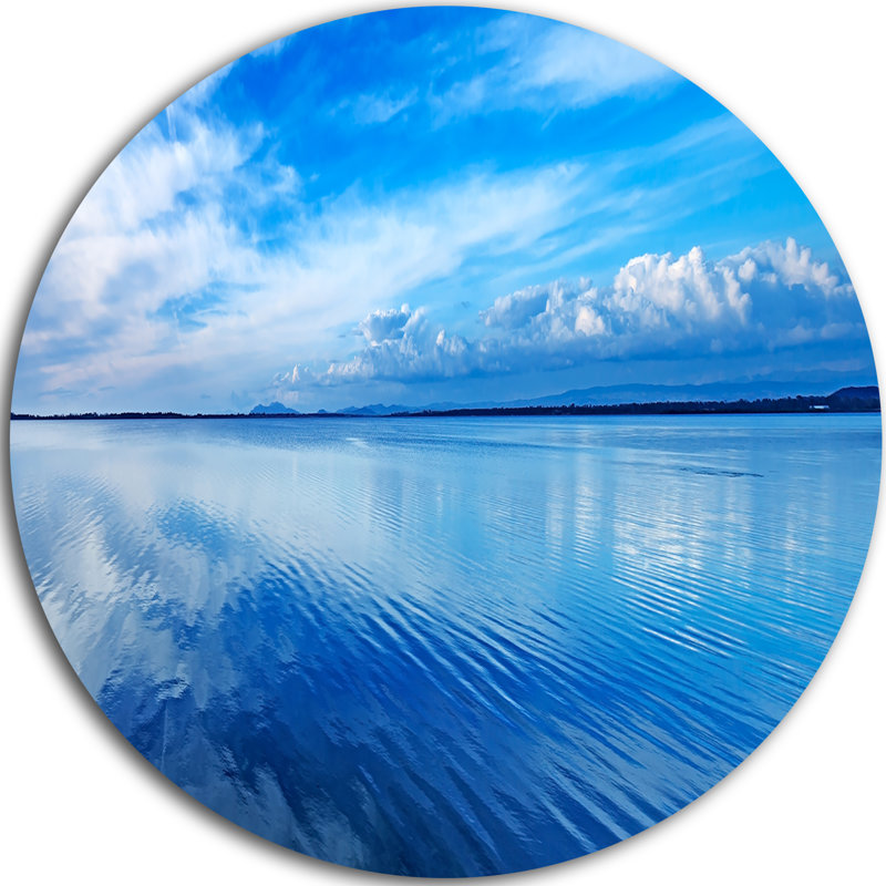 Coucher de soleil - Paysage panoramique bleu, H 23 po x l 23 po x P 1 po, Métal