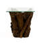 Aggelos Modern Teak Root Glass Stool - Handcrafted Natural Wood Side Table with Tempered Glass
