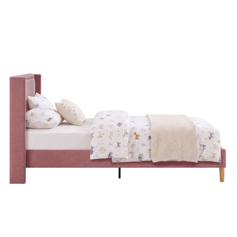 Lit simple tapissier Callie Kids, Pink Velvet