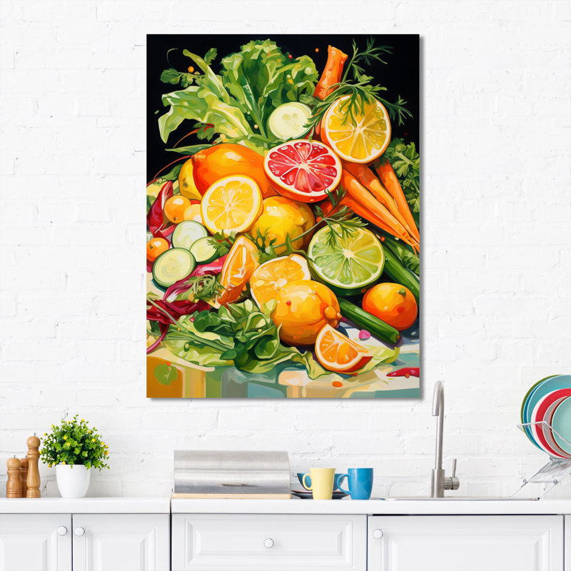 " Vegetarian Food Cuisine II ", Wrapped Canvas, 32" H x 16" W x 1" D