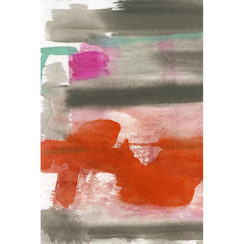 Red, Pink and Grey I 1 Piece Wrapped Canvas Painting, 46cm H x 30cm W