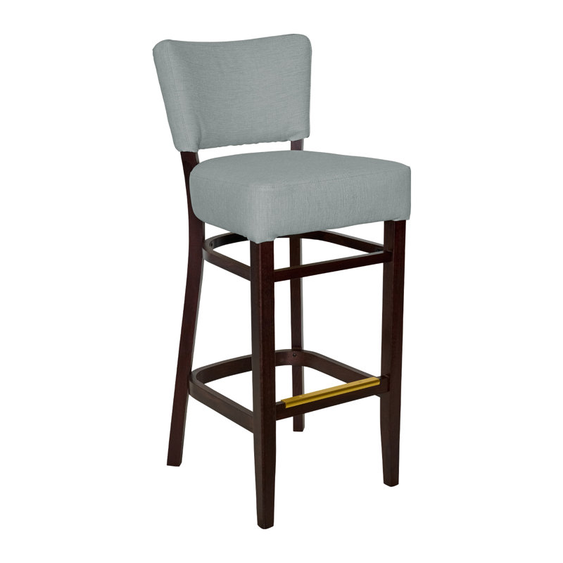 Tabouret de bar Madison, Bois brun foncé, Gris argenté