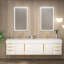 Meuble-lavabo flottant 84 po avec double lavabo en acrylique renforcé blanc brillant Milana