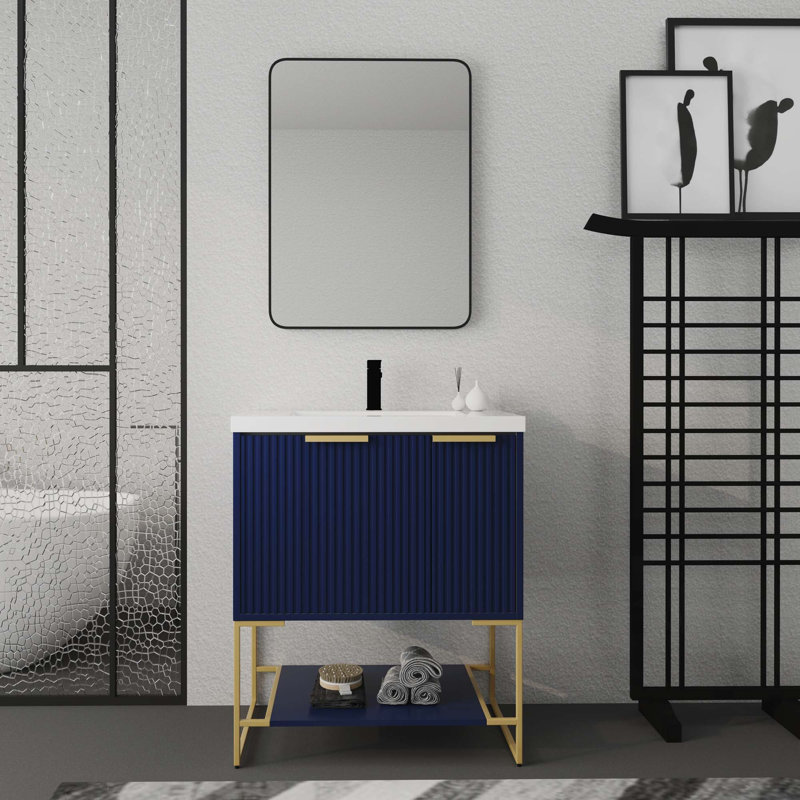 Meuble-lavabo autoportant avec lavabo en résine