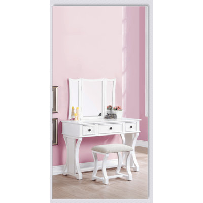 Unique Modern Bedroom Vanity Set With Stool, Foldable Mirror, And Drawers, MDF Veneer, 1Pc Furniture