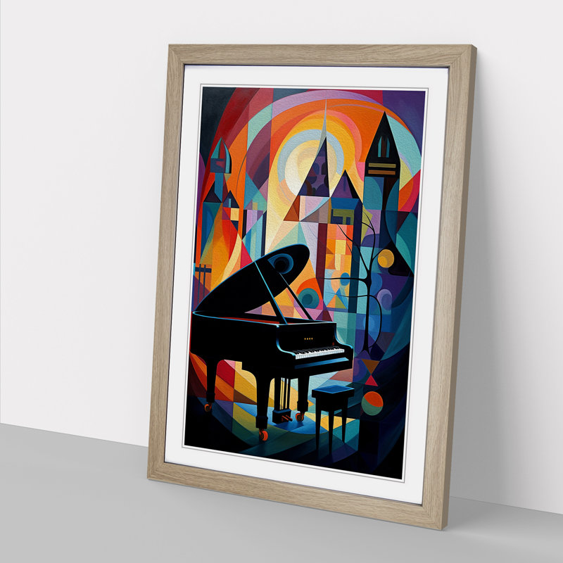 Piano Expressionism Framed Print, 64cm H x 46cm W x 2cm D, Oak 