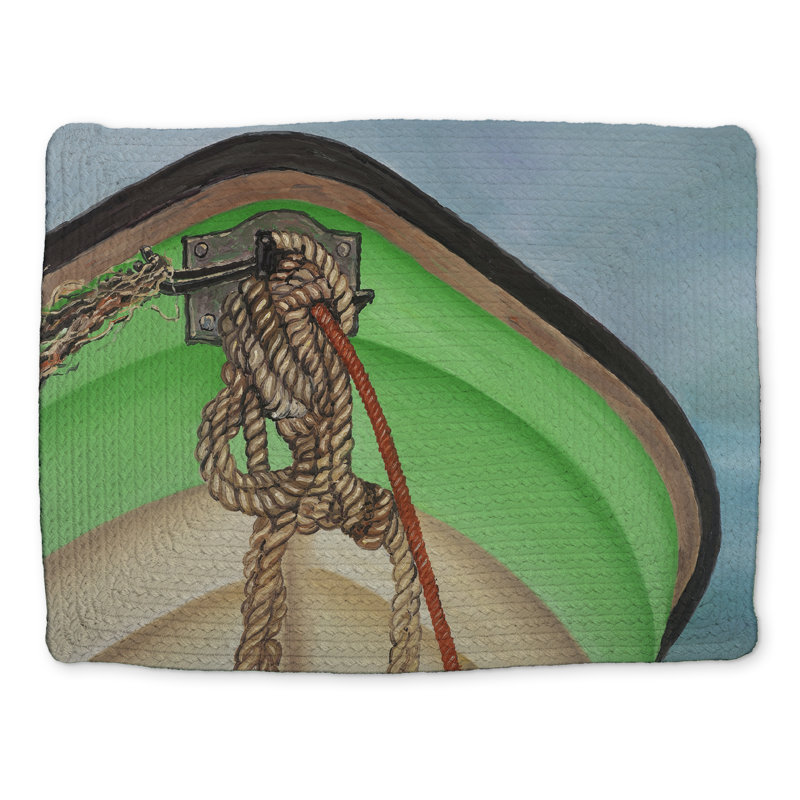 Sailing Rowing Boat Blue Marine Braided Polyester Placemat