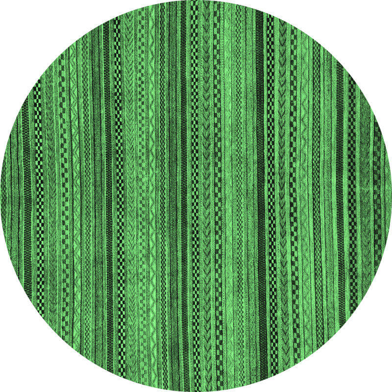 Tapis lavables à la machine à motif abstrait vert émeraude 2307, Rond 5 pi