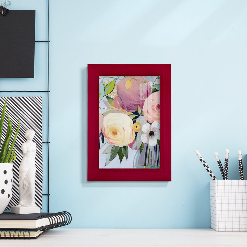 Georgia Bouquet I, encadré sur papier, Rouge, H 6 po x l 4 po x P 1 po