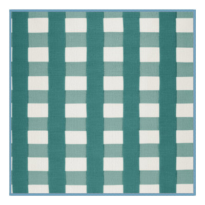 Machine Washable Checkered Blue Area Rug