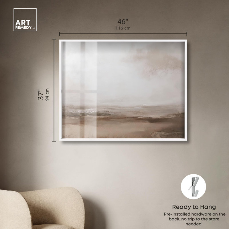 «Quietude I Shadowbox Print Vintage Art» par Art Remedy, H 37 po x l 46 po, Blanc