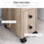 Armoire de salle de bain autoportante compacte avec 2 armoires ouvertes, 1 armoire à portes, 1 tiroir et 4 roulettes, grain de chêne