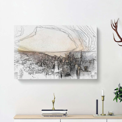 High over the Chicago Skyline in Abstract - Wrapped Canvas