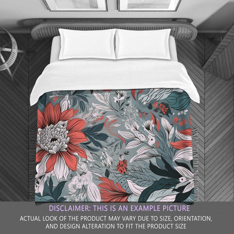 Machine Printed Comforter, King Comforter, Silver/White