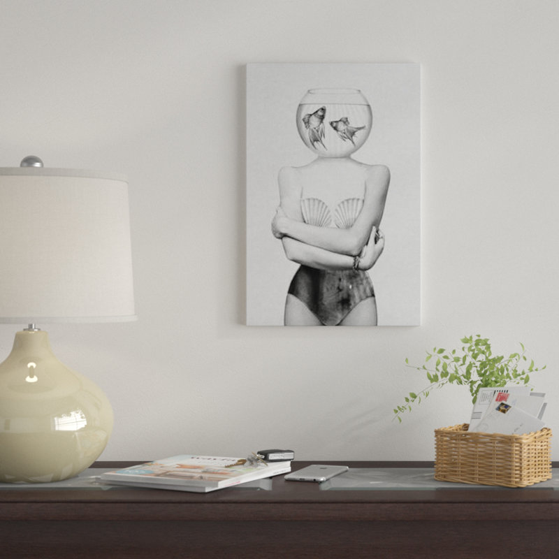 « poissons », impression sur toile tendue, H 12 po x l 8 po x P 0,75 po, Pas de tapis, Toile tendue