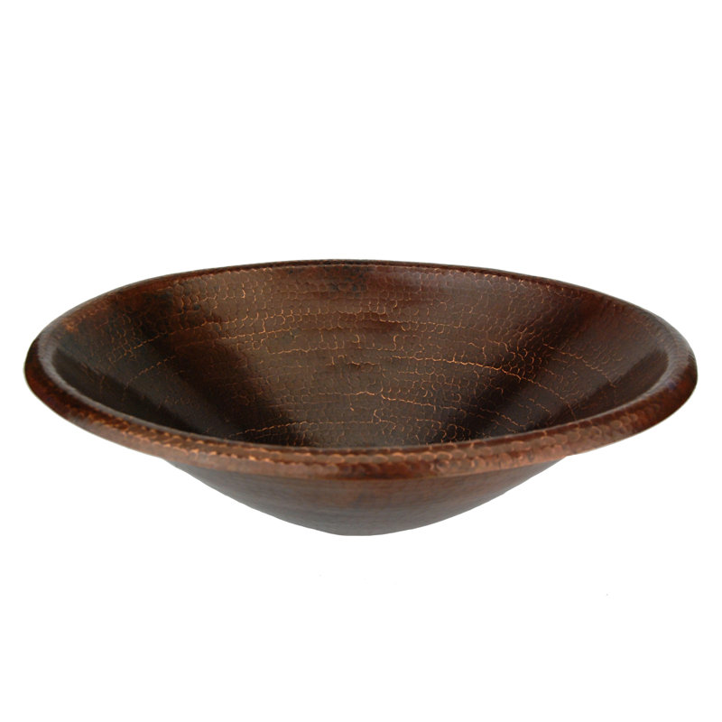 22" Hammered Copper Oval Bathroom Sink