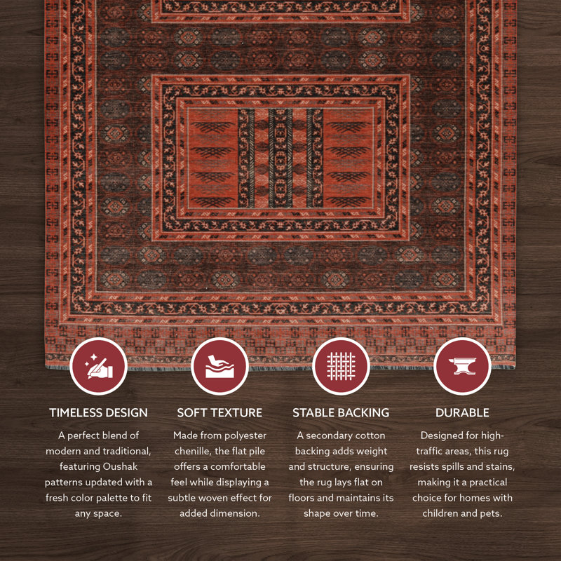 Conor-John Red And Black Accent Rug, Rectangle 2'2" x 3'