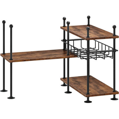 Kitchen countertop Organizer, 4-Tier Adjustable Kitchen Storage Shelf with Rods & Leveling Feet, 3 Configurations, for Cabinet, Countertop, Bathroom,