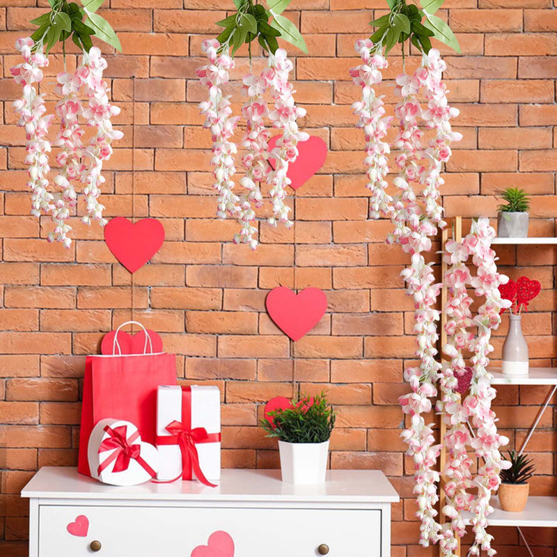 Simulation de fleurs décoratives en rotin décoratives murales pour la Saint-Valentin Plantes artificielles pour la Saint-Valentin